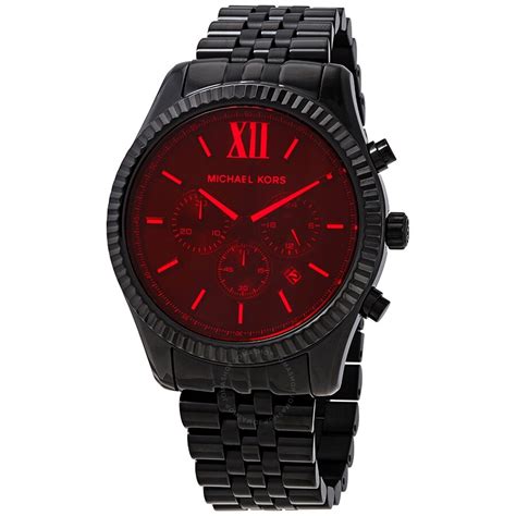 michael kors black and red watch|Michael Kors black chronograph watch.